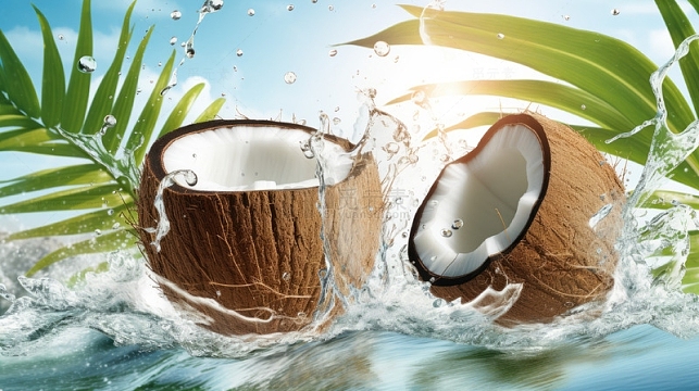 切开的椰子海报背景