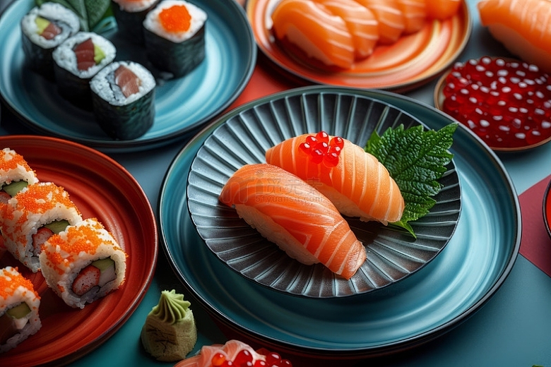 寿司卷三文鱼美食