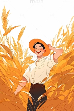 五一劳动节男生劳作扁平风插画