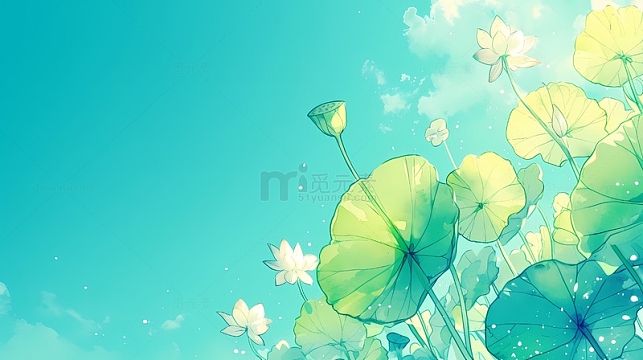 夏日荷花清新背景