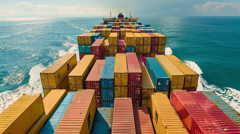 货船轮船集装箱海面航行物流运输