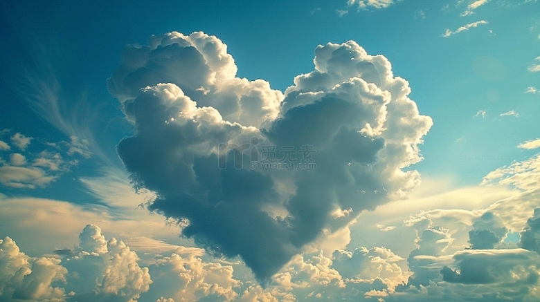 天空中爱心状的云朵