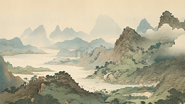 水墨风山河背景