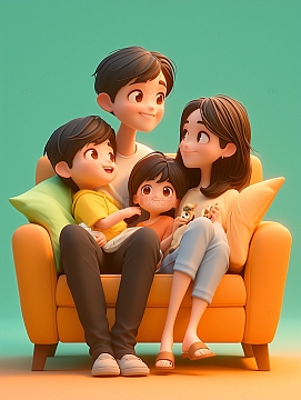 3D可爱男孩女孩背景元素