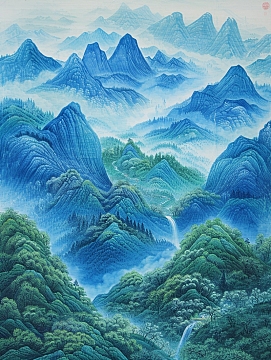 蓝色云雾山脉