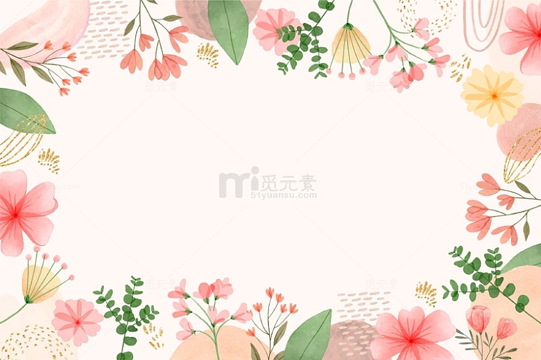 水彩彩色花卉花框