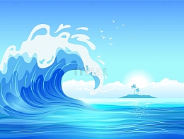 热带岛屿大海浪背景