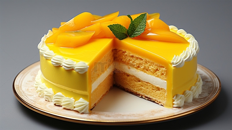 芒果奶油蛋糕美食食物壁纸