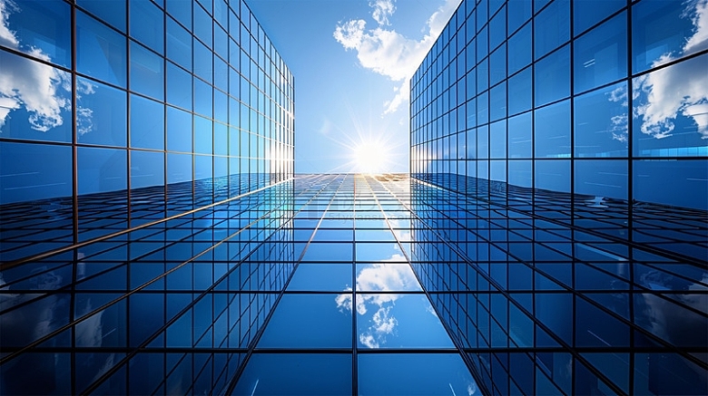 高楼大厦科技建筑阳光商务玻璃壁纸场景
