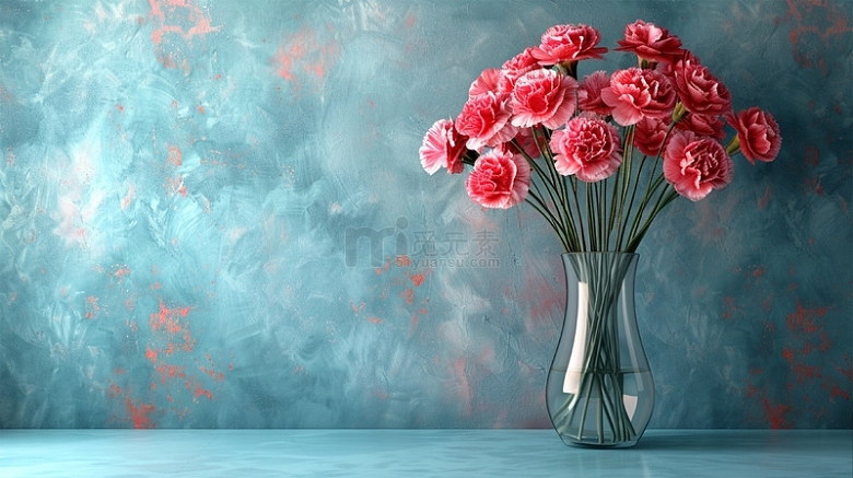 母亲节康乃馨鲜花花瓶玻璃壁纸