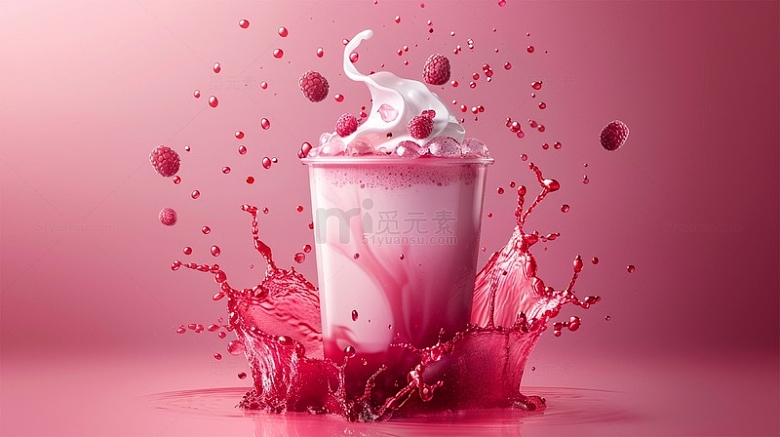 奶茶饮料树莓冷饮美食粉色壁纸