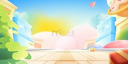 卡通城市道路与建筑