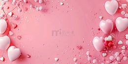 爱心气球粉色背景