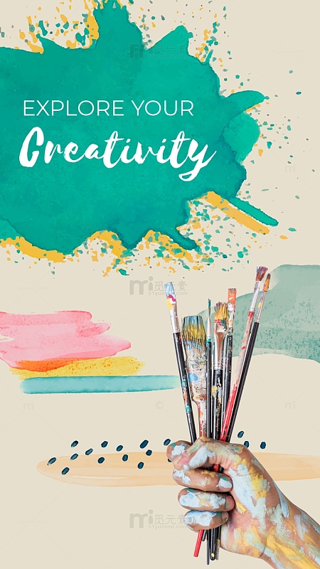 手握艺术画笔的男生