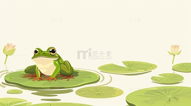 荷叶青蛙的插画