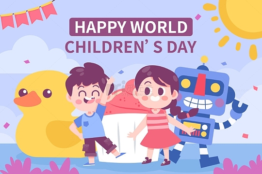 庆祝世界儿童日的孩子们