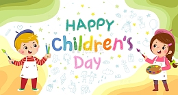 孩子们彩绘庆祝六一