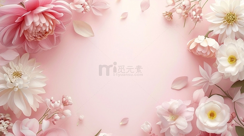 粉色背景花朵图片