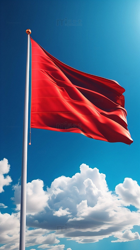 红色旗帜飘扬