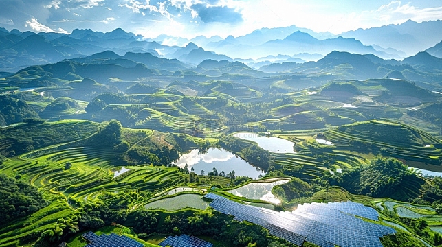 自然景观绿色梯田