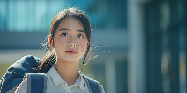 毕业季背着书包的女孩