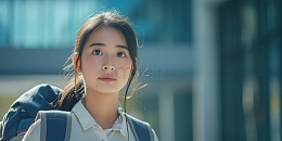 毕业季背着书包的女孩