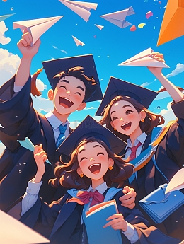 毕业季穿着学士服的人物