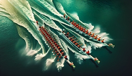 赛龙舟场景AI摄影图
