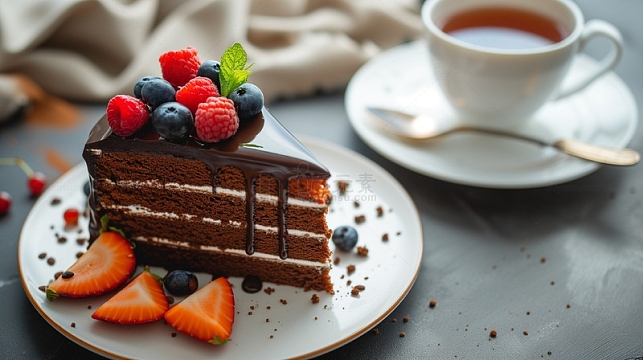 巧克力蛋糕下午茶背景