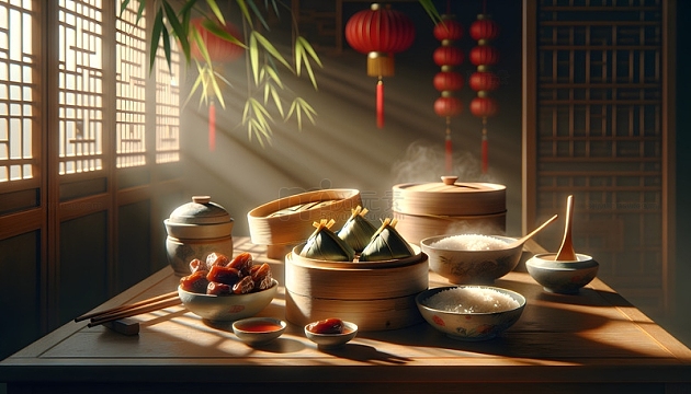 端午节日红枣粽子摄影图
