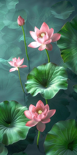 碧绿荷韵荷花装饰