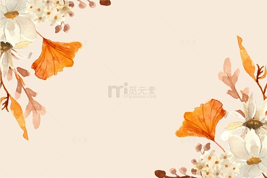 秋天盛开的花朵与落叶