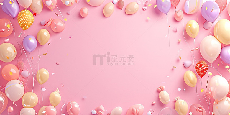 卡通粉色气球背景
