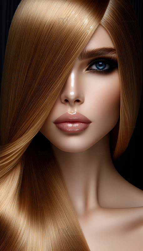 发质顺滑的发型模特ai摄影图