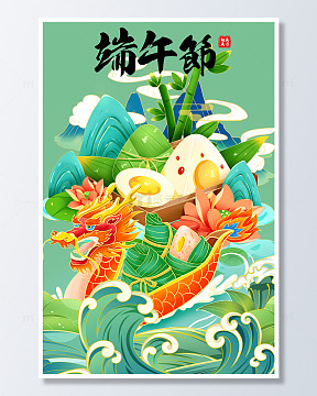 龙舟粽子端午安康