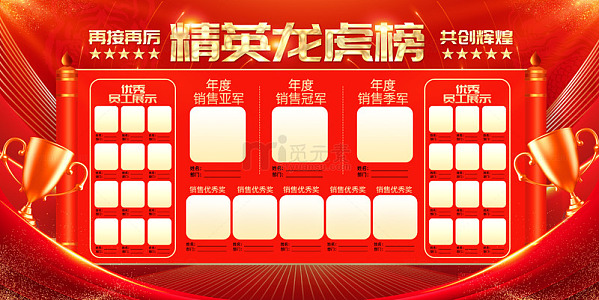 红色大气精英龙虎榜销售排行榜展板