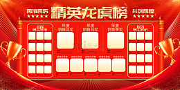 红色大气精英龙虎榜销售排行榜展板