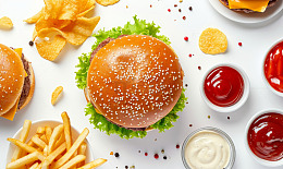 芝士汉堡薯条番茄酱