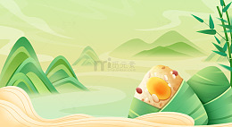 手绘古风国潮绿色简约中国风海报展板背景