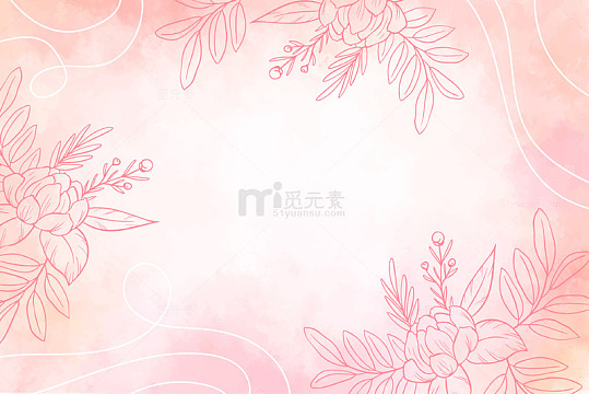 梦幻花朵边框装饰粉红色背景