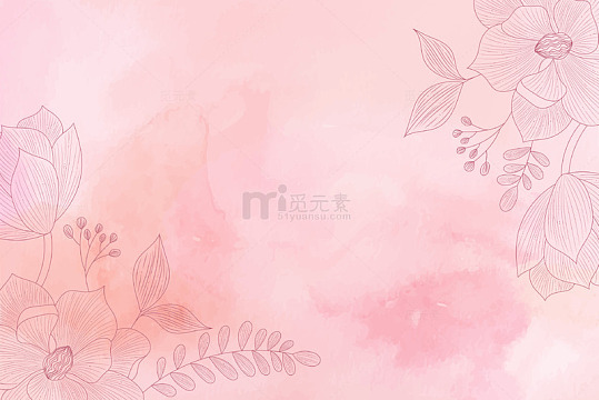 花朵边框装饰手绘粉红色背景