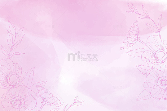 手绘花朵纹理装饰水彩画粉红色背景