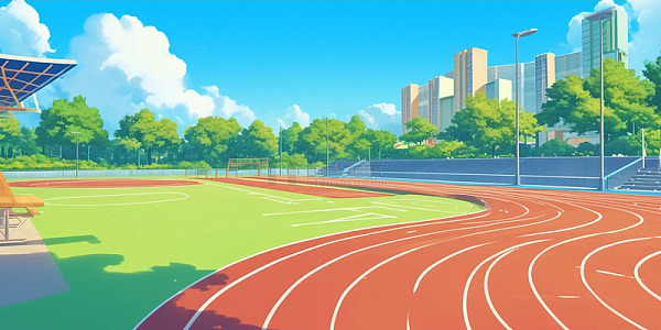 卡通学校操场跑道