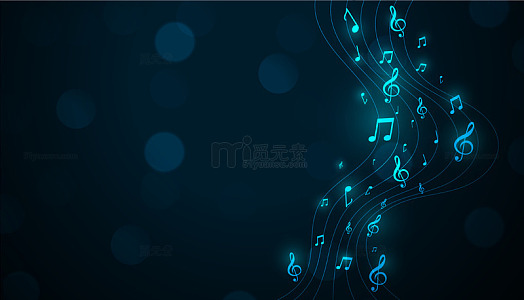 发光的音乐五角星背景与声音音符