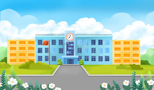 教学楼学校手绘场景