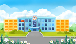 教学楼学校手绘场景