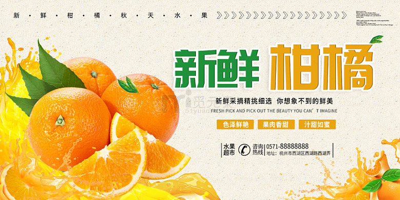 简约新鲜柑橘促销宣传展板