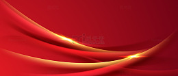 现代红金色几何元素红绸背景