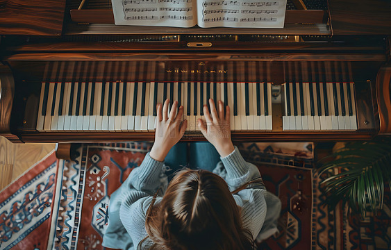 小朋友弹钢琴摄影