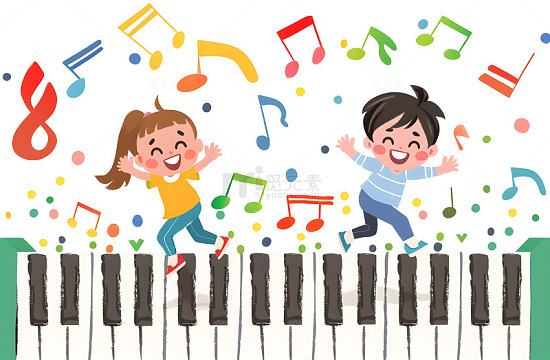 暑假钢琴教学插画